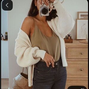 Everlane Olive Green Silk Cami Tank Top